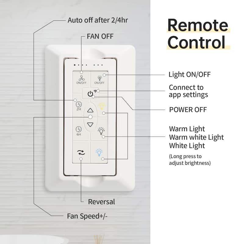 52 Inch Smart LED Ceiling Fan With 5 Solid Wood Blades and Remote Control