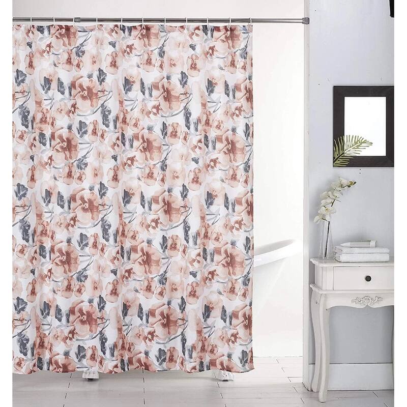 13 Piece Canvas Shower Curtain & Roller Hooks Set - Beautiful and Modern Design for Your Bathroom
