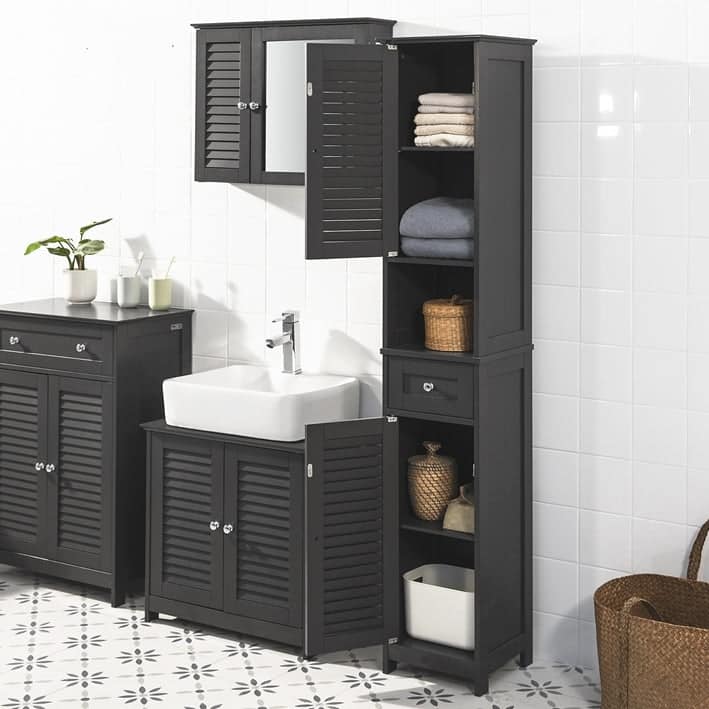 Haotian FRG236-W, Bathroom Tall Cabinet Storage Shelf
