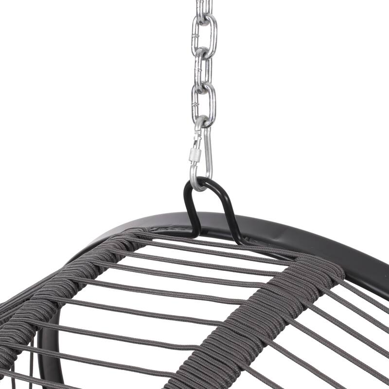 Washington Outdoor Rope and Iron Hanging Chair (No Stand) by Christopher Knight Home - 400 lb limit