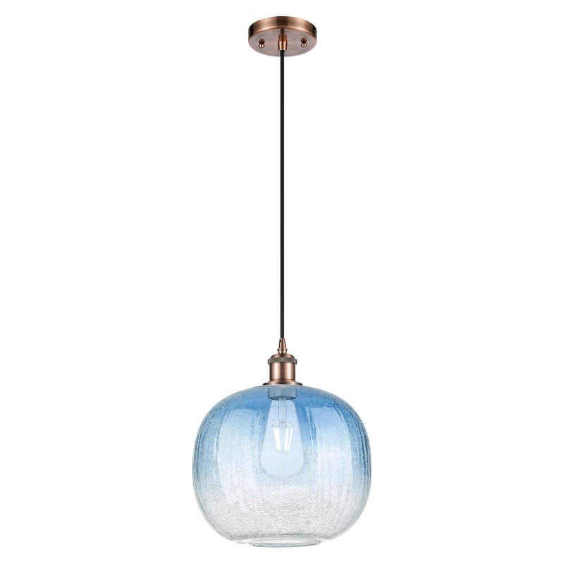 Innovations Lighting Endless Possibilities Ballston - Brookhaven Sphere - 1 Light 11" Cord Hung Mini Pendant - Antique Copper/Sapphire Blue