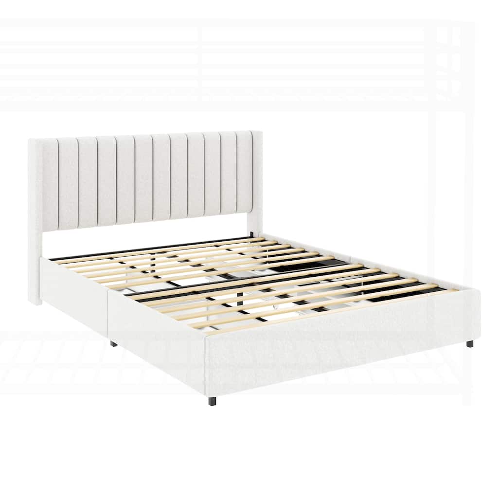 Comfortable Queen-Size Platform Bed with Innovative Storage Solution and Stylish Design
