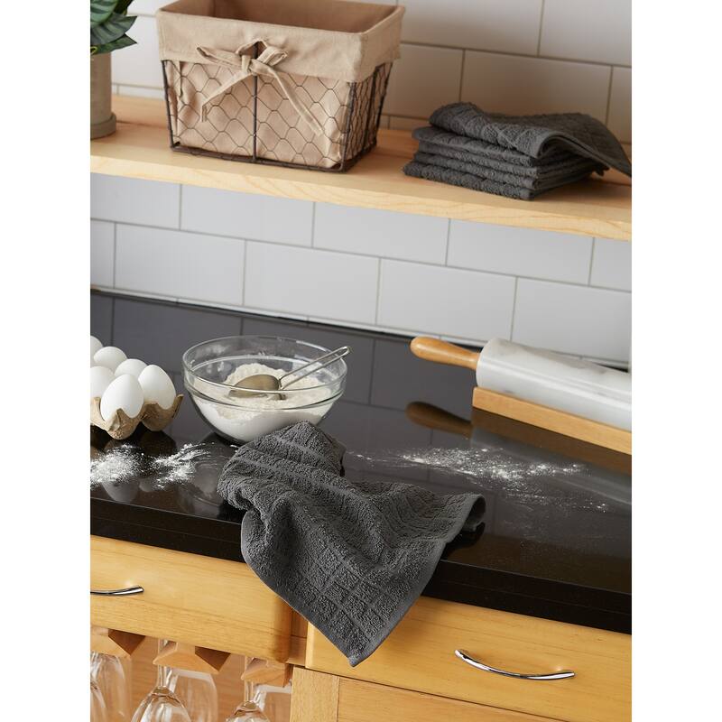 DII Solid Windowpane Terry Dishcloth Set of 6