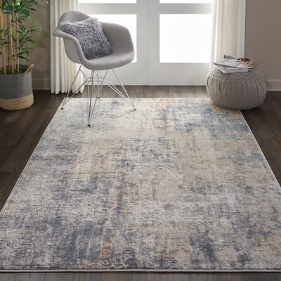 Rustic Textures Distressed Contemporary Abstract Area Rug