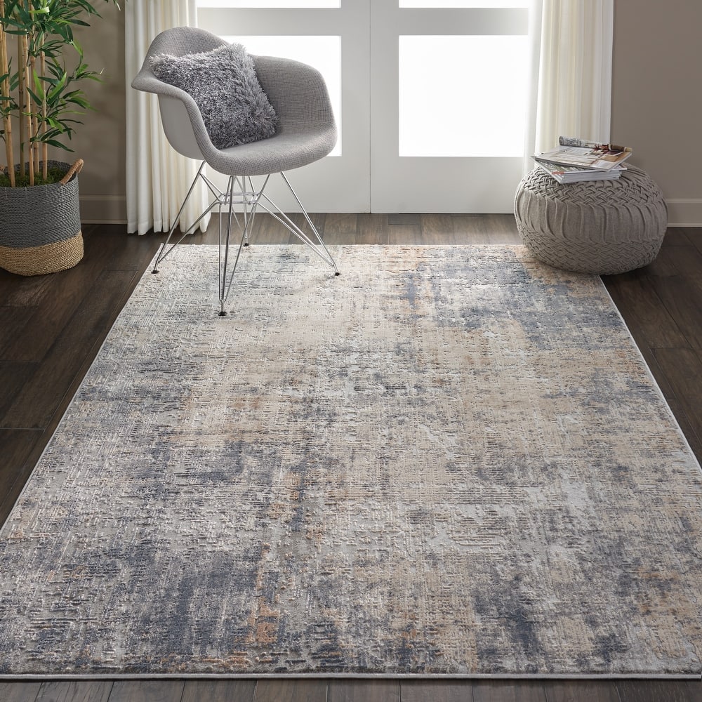 Rustic Textures Distressed Contemporary Abstract Area Rug
