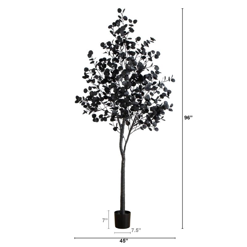 Pre-Lit Artificial Halloween Eucalyptus Potted Tree - 8' - Orange and Purple LED Lights