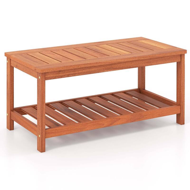 Costway Patio Coffee Table 2-Tier Outdoor Side Rectangle Side Table - See Details