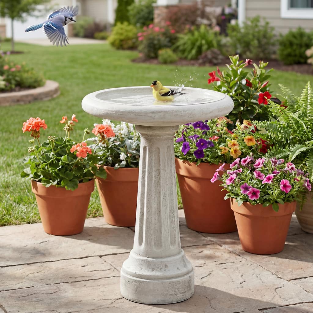 Christopher Knight Home - Classic Ecological Outdoor 22.28'' H Garden Decorative Birdbath with Pedestal Base & Stone-Look Basin