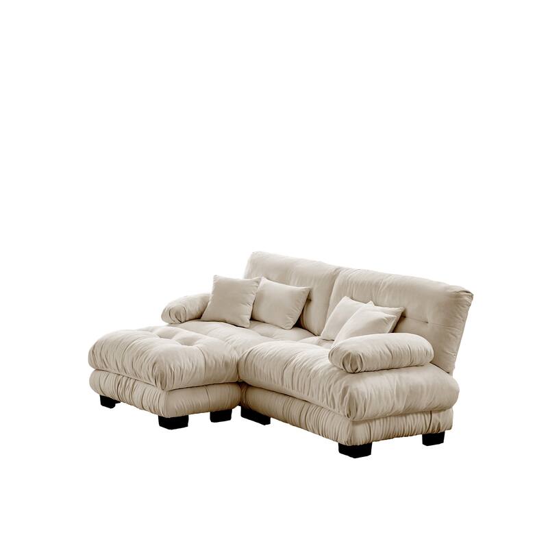 94.4" Chenille Cloud Sofa with Convertible Ottoman