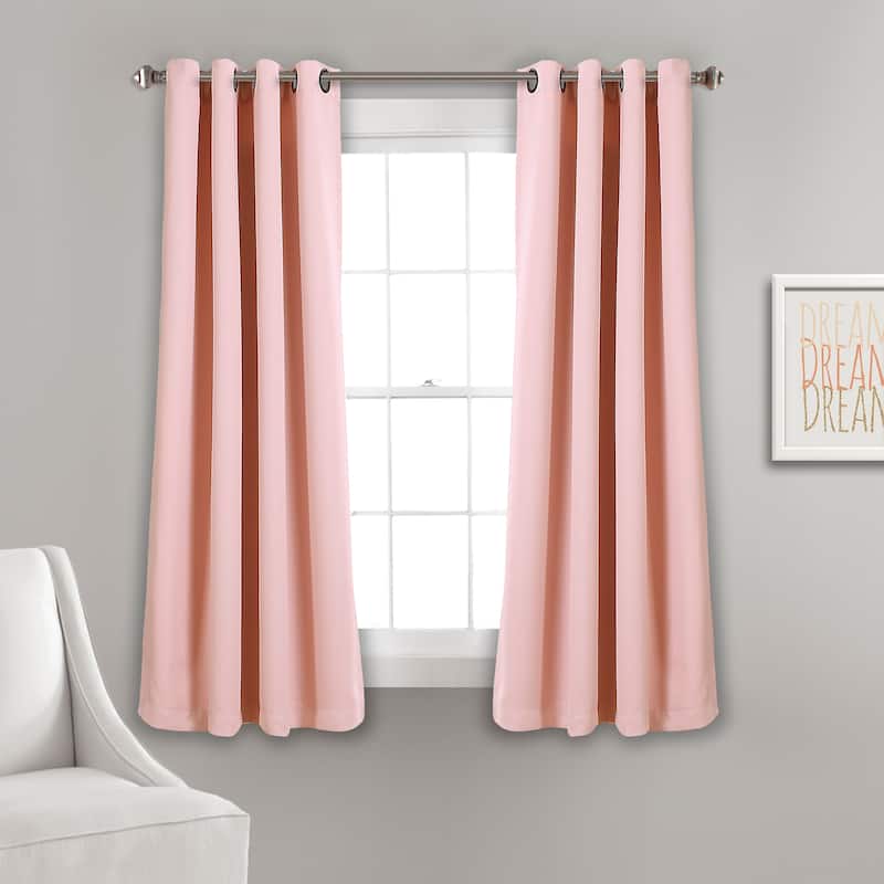 Lush Decor Insulated Grommet Blackout Curtain Panel Pair - 52"W x 63"L - Pink