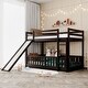 preview thumbnail 1 of 15, Versatility Twin Over Twin Bunk Bed Wooden Kids Bed with Slide,Ladder,Guardrail and Pine Wood Frame Espresso