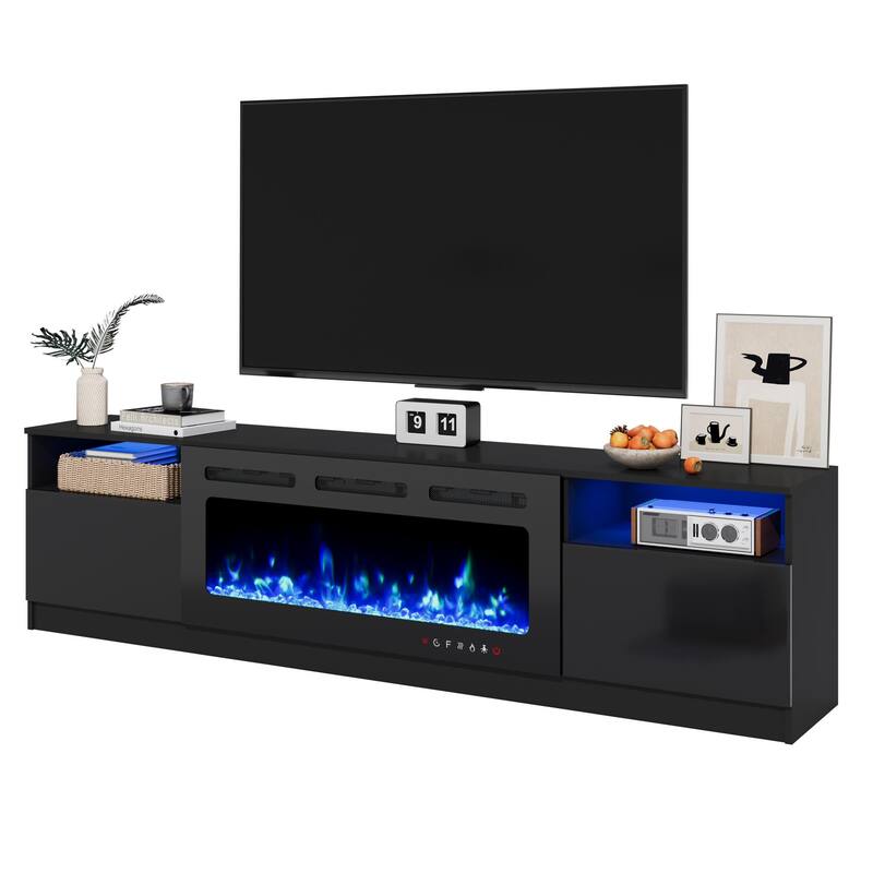 36'' Electric Fireplace TV Stand, Entertainment Center & TV Console for TVs up to 80'', Modern Fireplace Heater for Living Room