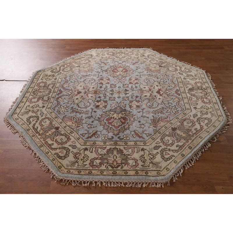 Heriz Serapi Oriental Octagon Rug Handmade Wool Carpet - 6'0"x 5'10"