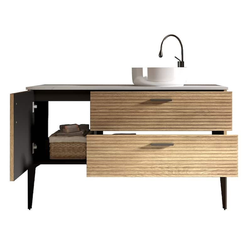 GDFStudio - Emilia Modern 48-Inch Striped Bathroom Vanity with Integrated Sink - 48" Bathroom Vanity