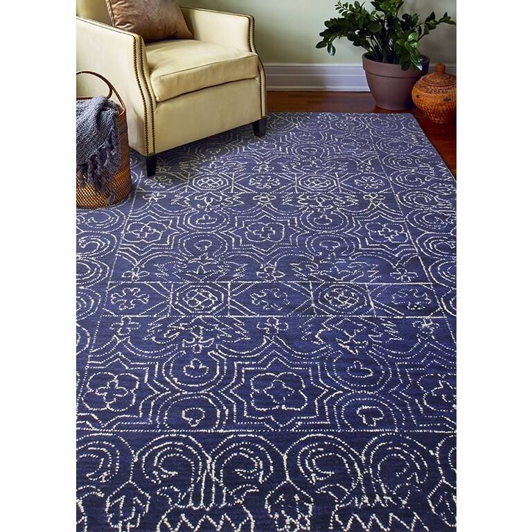 Bashian Fenwich Transitional Hand Tufted Area Rug - Navy - 5' x 7'6"