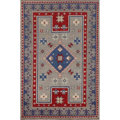 Kazak Oriental Area Rug Handmade Wool Carpet - 5'11" x 8'11"