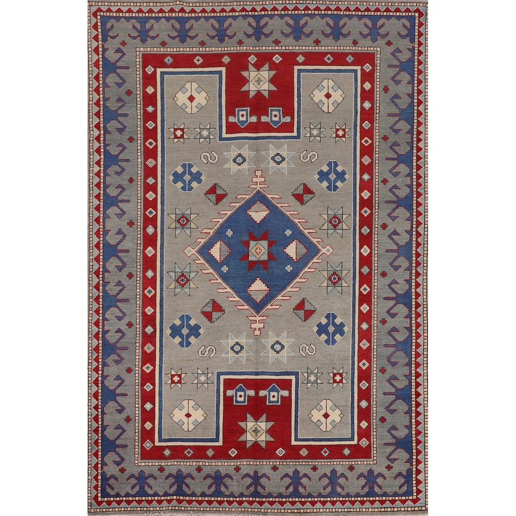 Kazak Oriental Area Rug Handmade Wool Carpet - 5'11" x 8'11"