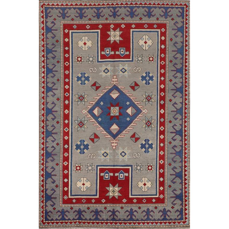 Kazak Oriental Area Rug Handmade Wool Carpet - 5'11" x 8'11"