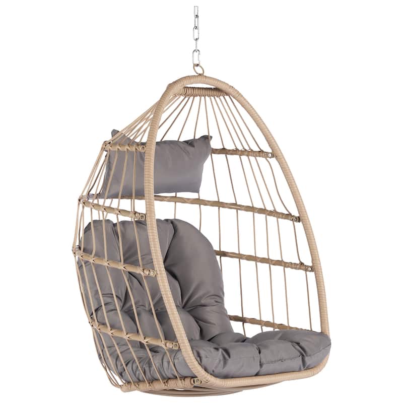 Outdoor Garden Rattan Egg Swing Chair Hanging Chair Wood Bed Bath