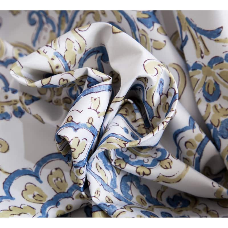 HLC.me Amalfi Paisley Faux Silk 100% Blackout Room Darkening Thermal Energy Efficient Curtain Grommet Panels, 2 Panels