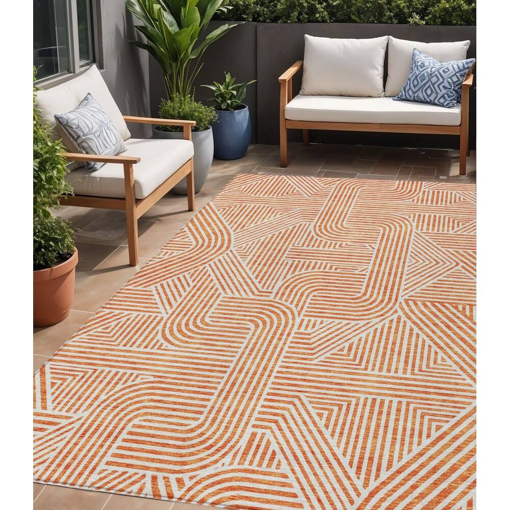 HomeRoots Abstract Transitional Rectangle Outdoor Rug