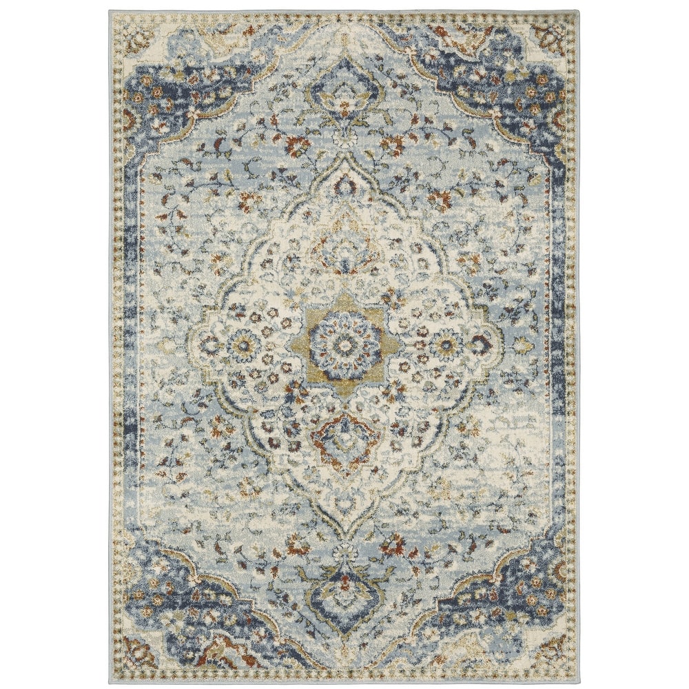 Style Haven Bassel Vintage Medallion Blue/ Multi Indoor Area Rug