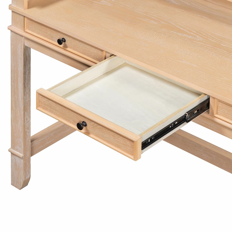 4-Piece Dining Table Set for 3 - Retro Kitchen Table with 3 Storage Drawers and Matching Chairs