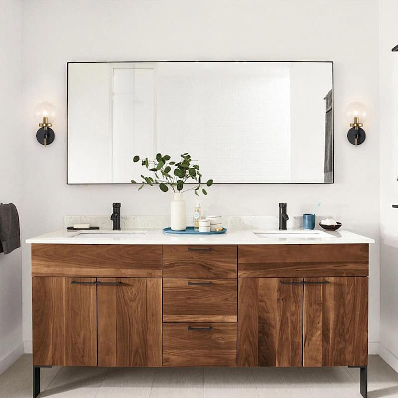 Modern 1-Light Two-Tone Clear Glass Armed Wall Sconce - 5.9 in