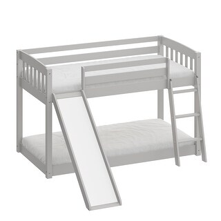 Kids Bunk Bed Twin Over Twin with Slide and Stairs, Heavy Duty Solid Wood Twin Bunk Beds