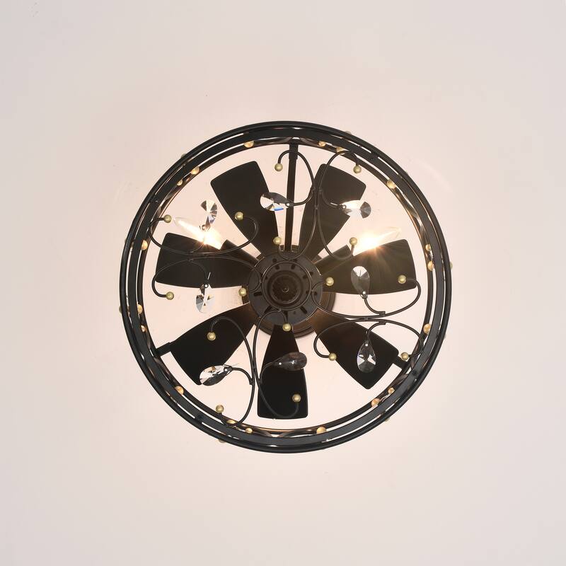 Matte Black and Gold 16 Inch Crystal Fandelier