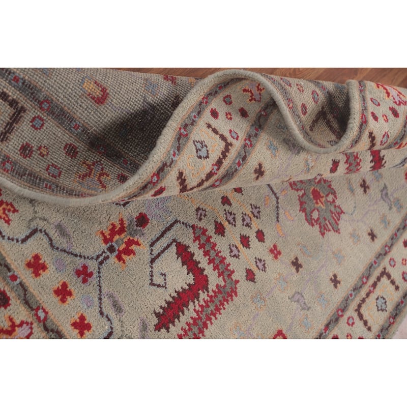 Grey Transitional Oushak Foyer Rug Hand-Knotted Oriental Wool Carpet - 4'0" x 5'10"