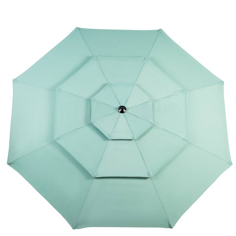 9.64 ft. Steel Market Outdoor Patio Umbrella with 8 Ribs, 3 Tier Auto-tilt Umbrella, (Base Not Included)