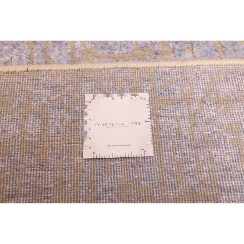 ECARPETGALLERY Hand-knotted Legacy Slate Blue Silk, Wool Rug - 2'7 x 12'3