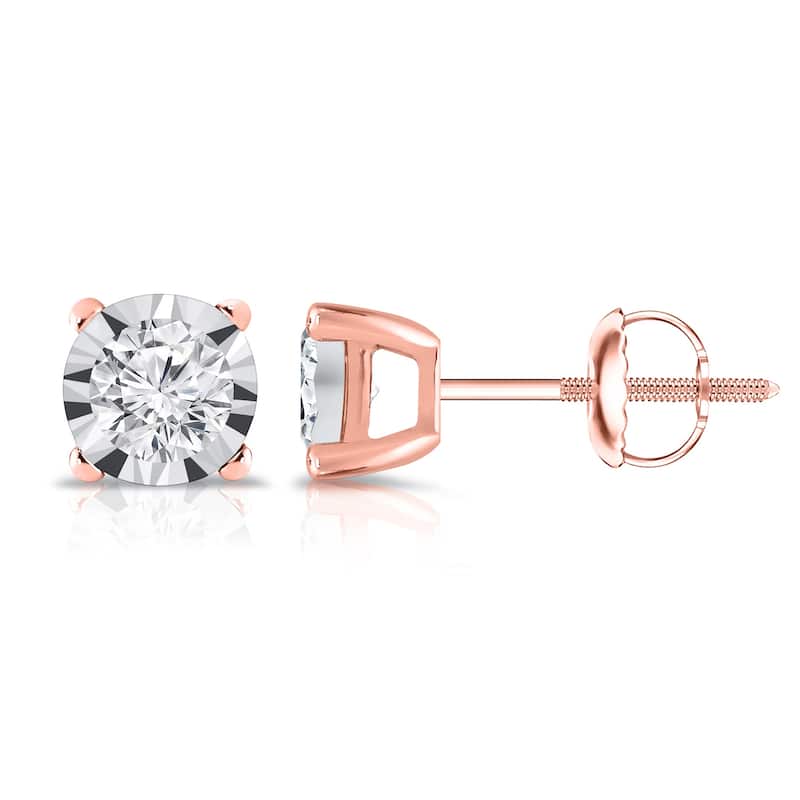 Auriya 3/8ctw Round-cut Diamond Stud Earrings 14k Gold (G-H, I1-I2) - Rose
