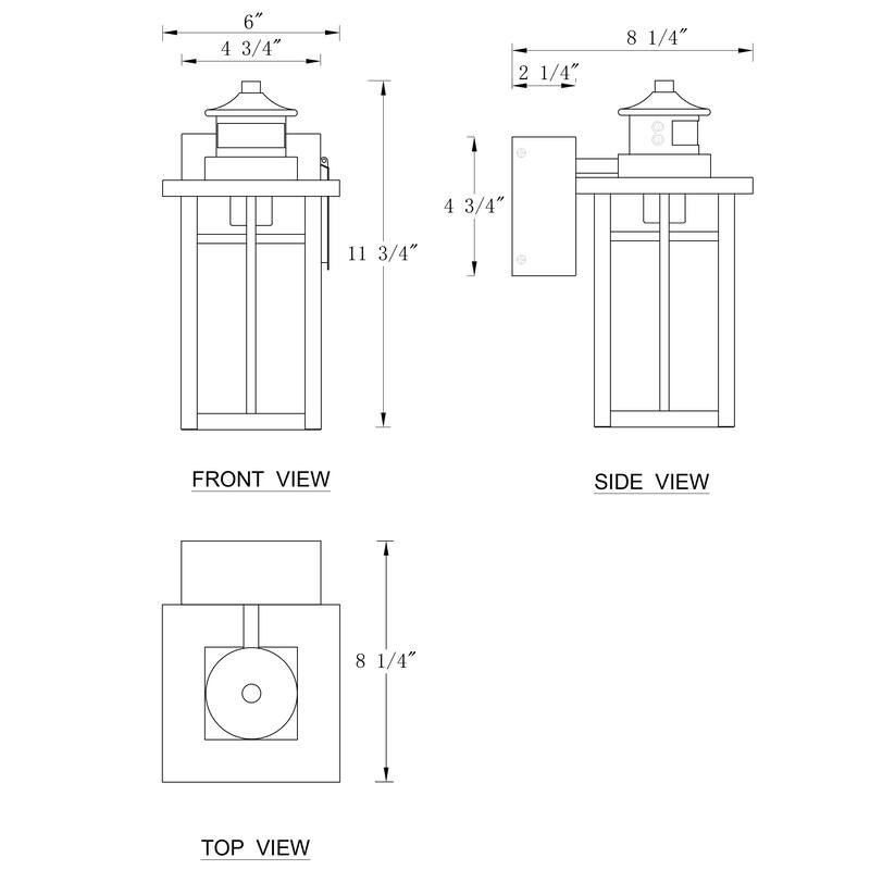 C Cattleya Matte Black Motion Sensor Dusk to Dawn Outdoor Wall Light with Water Glass and GFCI Outlet