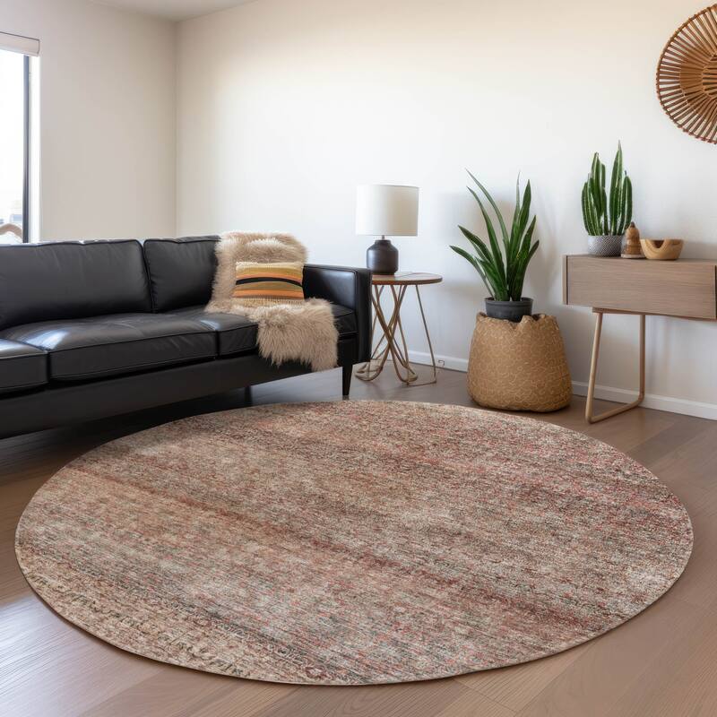 Machine Washable Indoor/ Outdoor Ombre Chantille Rug - Coral - 8' x 8'