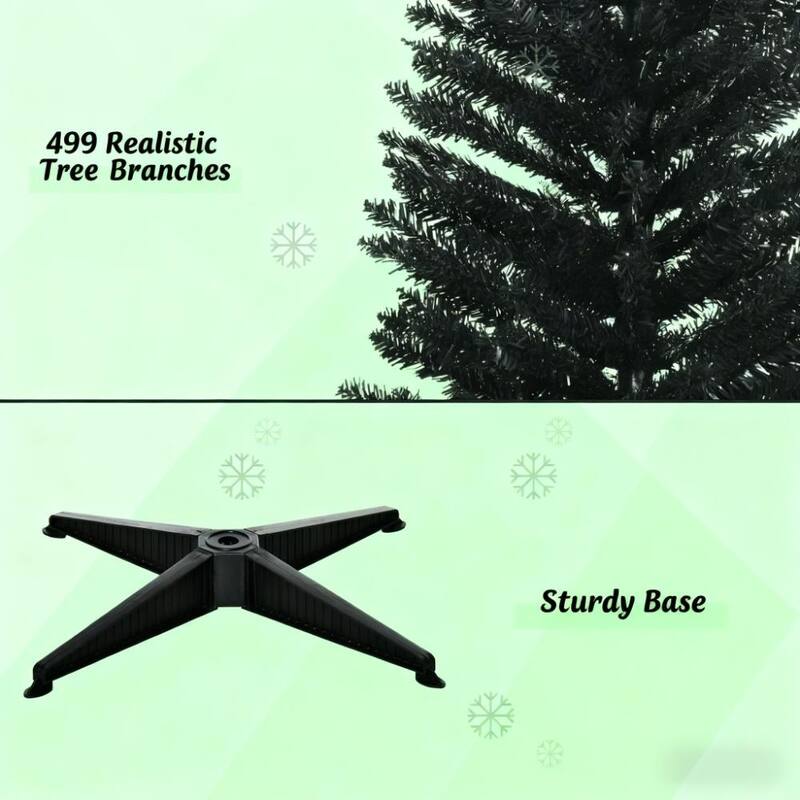 Pencil Artificial Christmas Tree - Sturdy Base, Modern Holiday Decor - Black