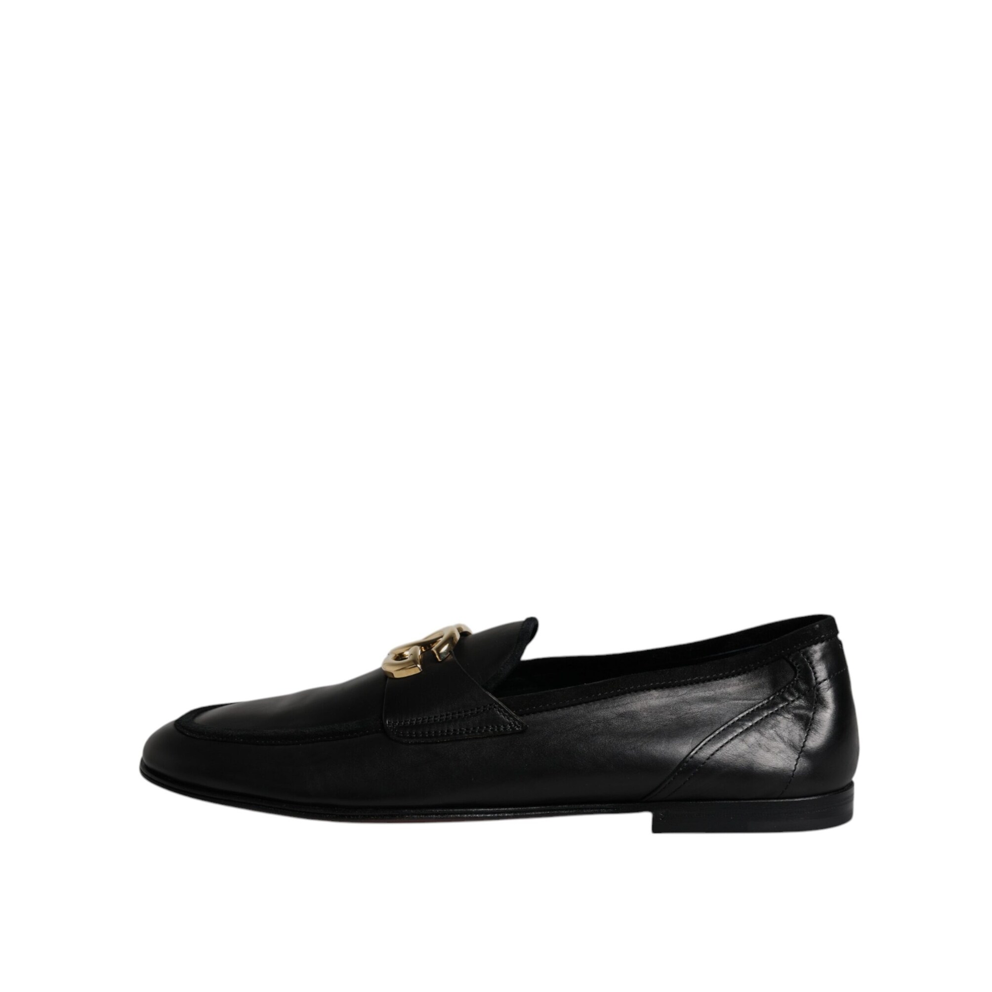 Dolce & Gabbana Black Leather Logo Slip On Loafers Men display picture 3