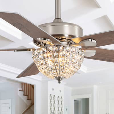 52" Modern 5-Blade Chandelier Ceiling Fan with Light and Remote