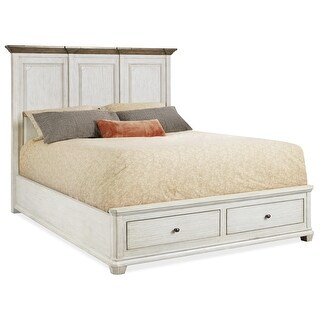 Montebello King Wood Mansion Bed w/ Storage Footboard - Bed Bath ...