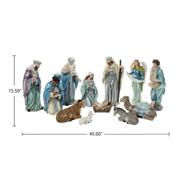dimension image slide 1 of 8, Glitzhome 12 Piece Resin Nativity Figurine Set