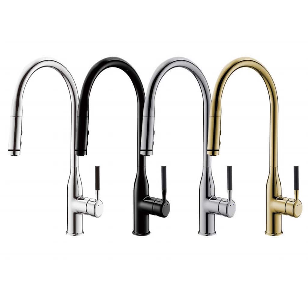 CB HOME Gold/Black/Sliver Kitchen Faucet, 17'' Kitchen Sink Faucet, Faucet for Kitchen Sink with Pull Down Sprayer, Two Function