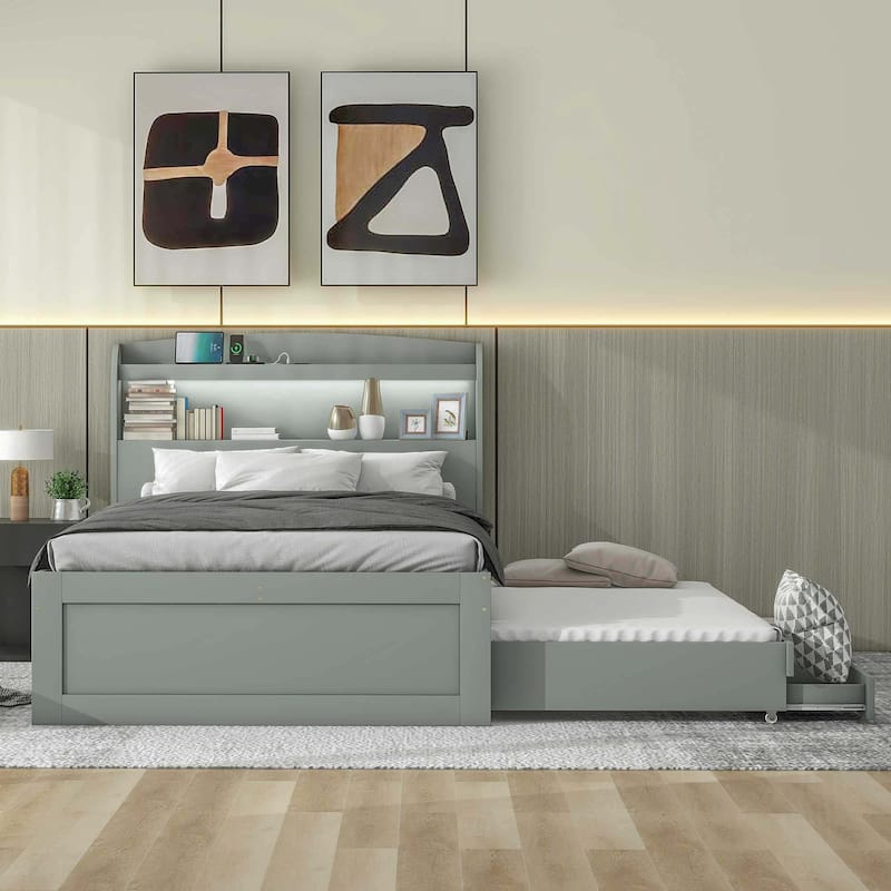 Platform Bed with Storage LED Headboard