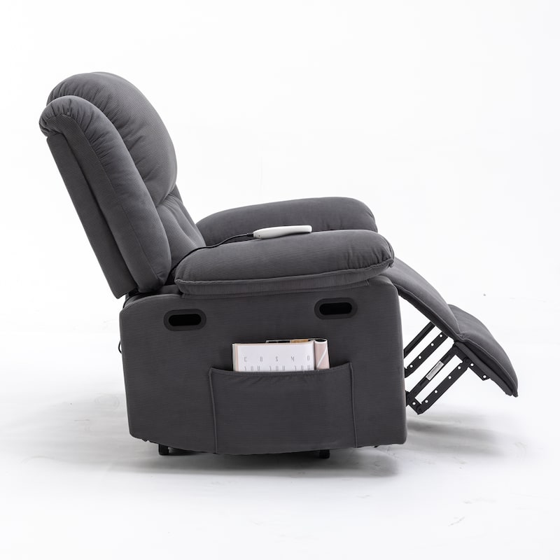 Power Lift Recliner Chair with Massage & Heating Function, Ergonomic Single Lounge Sofa, Recliner Chair with Side Pockets
