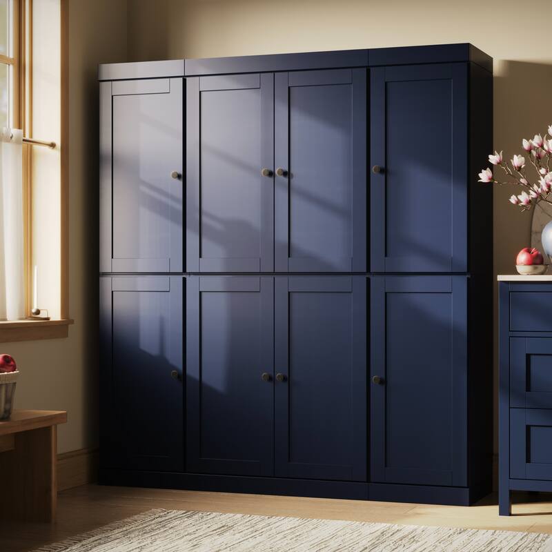 Palace Imports 100% Solid Wood 65" Pantry Cabinet with Shaker Doors, 2-Drawers and Adjustable Shelves
