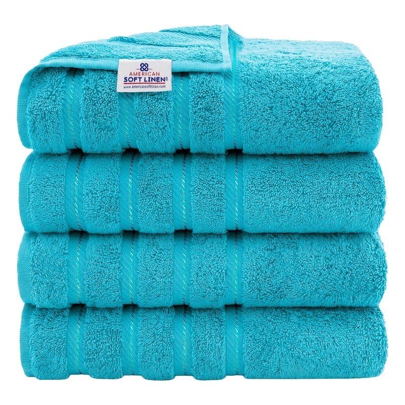 American Soft Linen 100% Cotton Turkish Bath Towels Large, 4 Pack Luxury Hotel Spa Quality Turkish Bath Towels Bathroom Sets