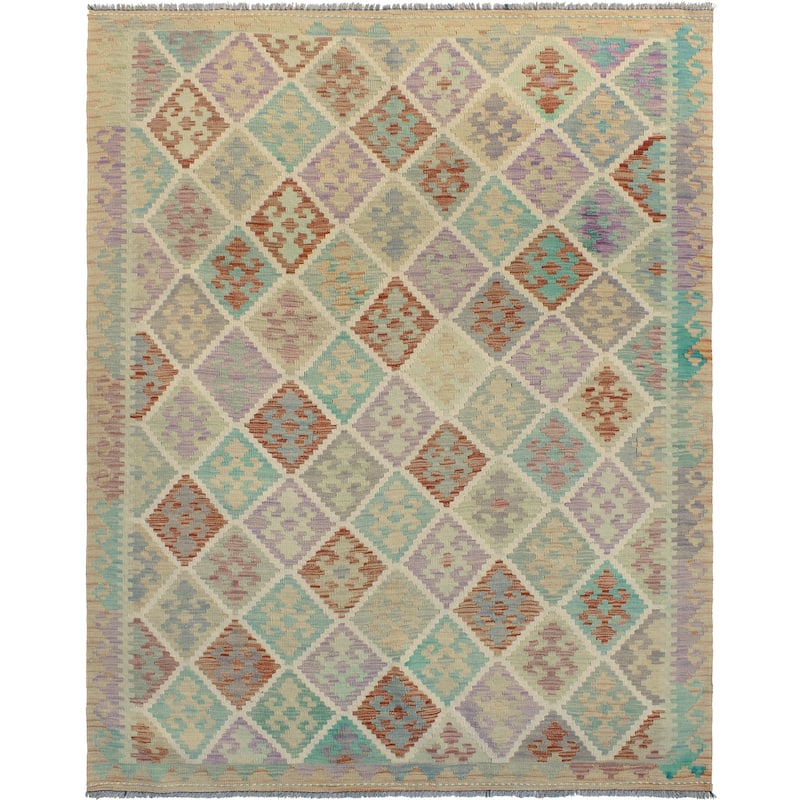 Sun Faded Flatweave Sophie Red/Green Rug - 4'11" x 6'7"