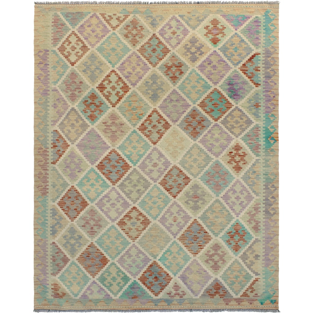 Sun Faded Flatweave Sophie Red/Green Rug - 4'11" x 6'7"