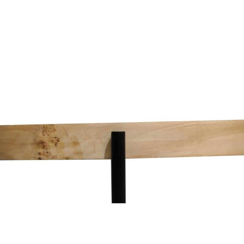 Sevita Eliana Round Burl Wood & Black Metal Coffee Table, 36" L x 36" W x 18" H - 36" Diameter x 18" H
