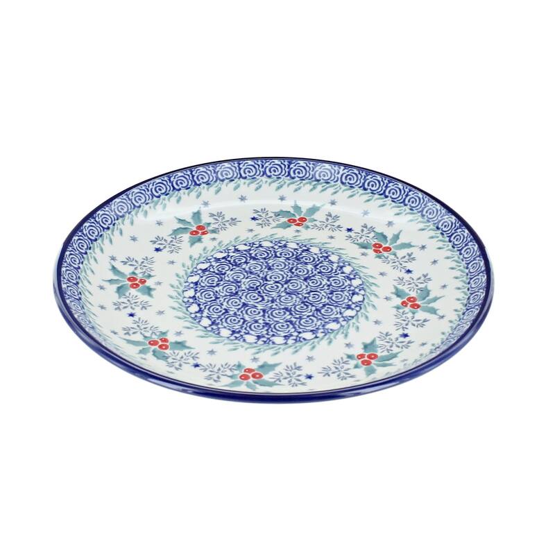 Blue Rose Polish Pottery Ceramika Artystyczna Dessert Plate - December Joy